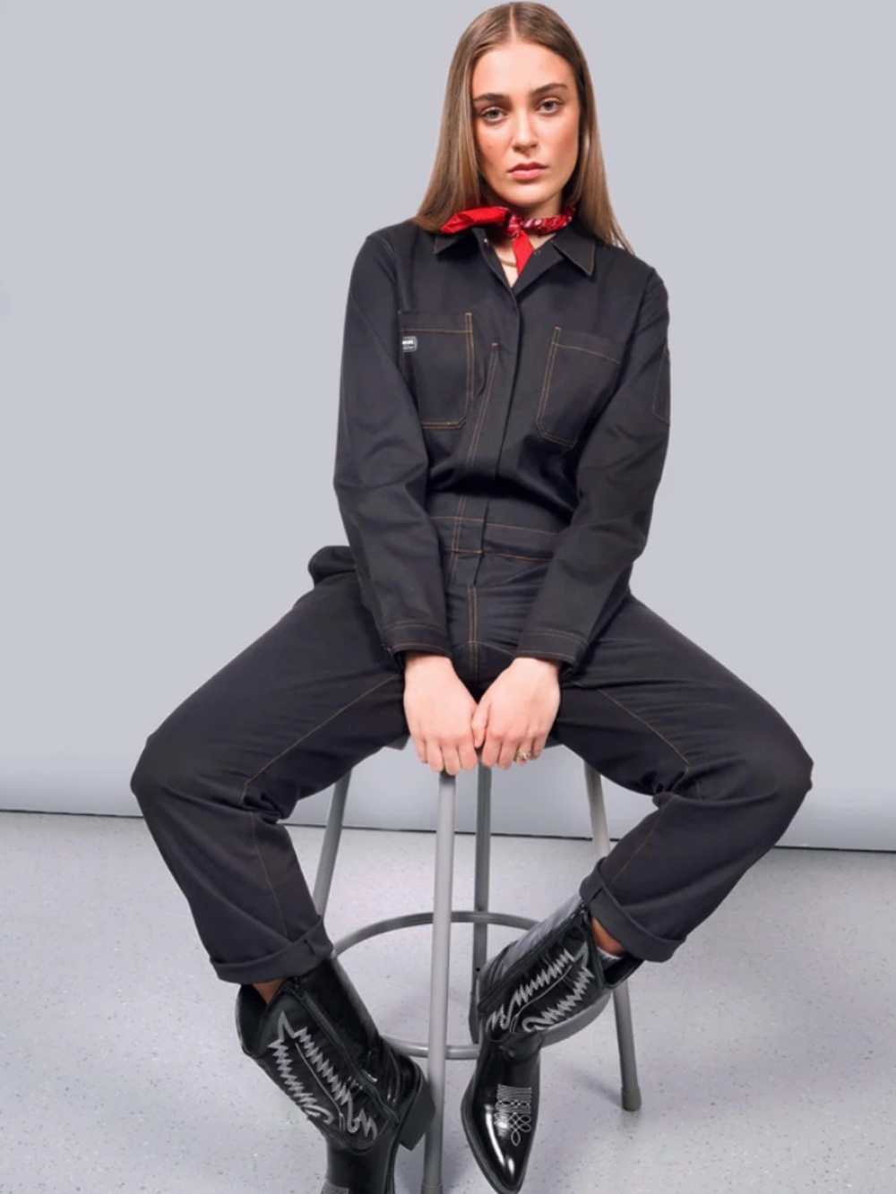 Wildfang NWT The Essential Long-Sleeve Black Coverall Jumpsuit Women's Large L